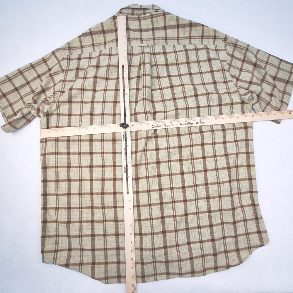 Cabelas Button Down Work Shirt Mens 2XL Tall Brown Blue Plaid Cotton Bundle 2pk - Picture 4 of 13
